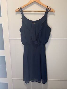 twik Navy Ruffle Mini Dress